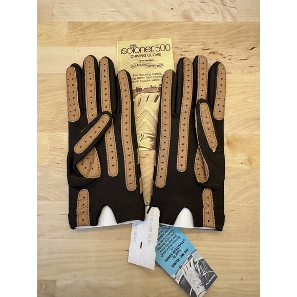 Vintage Aris Isotoner 500 Gloves Women's One Size Driving Gloves Brown 23092 - Picture 3 of 6